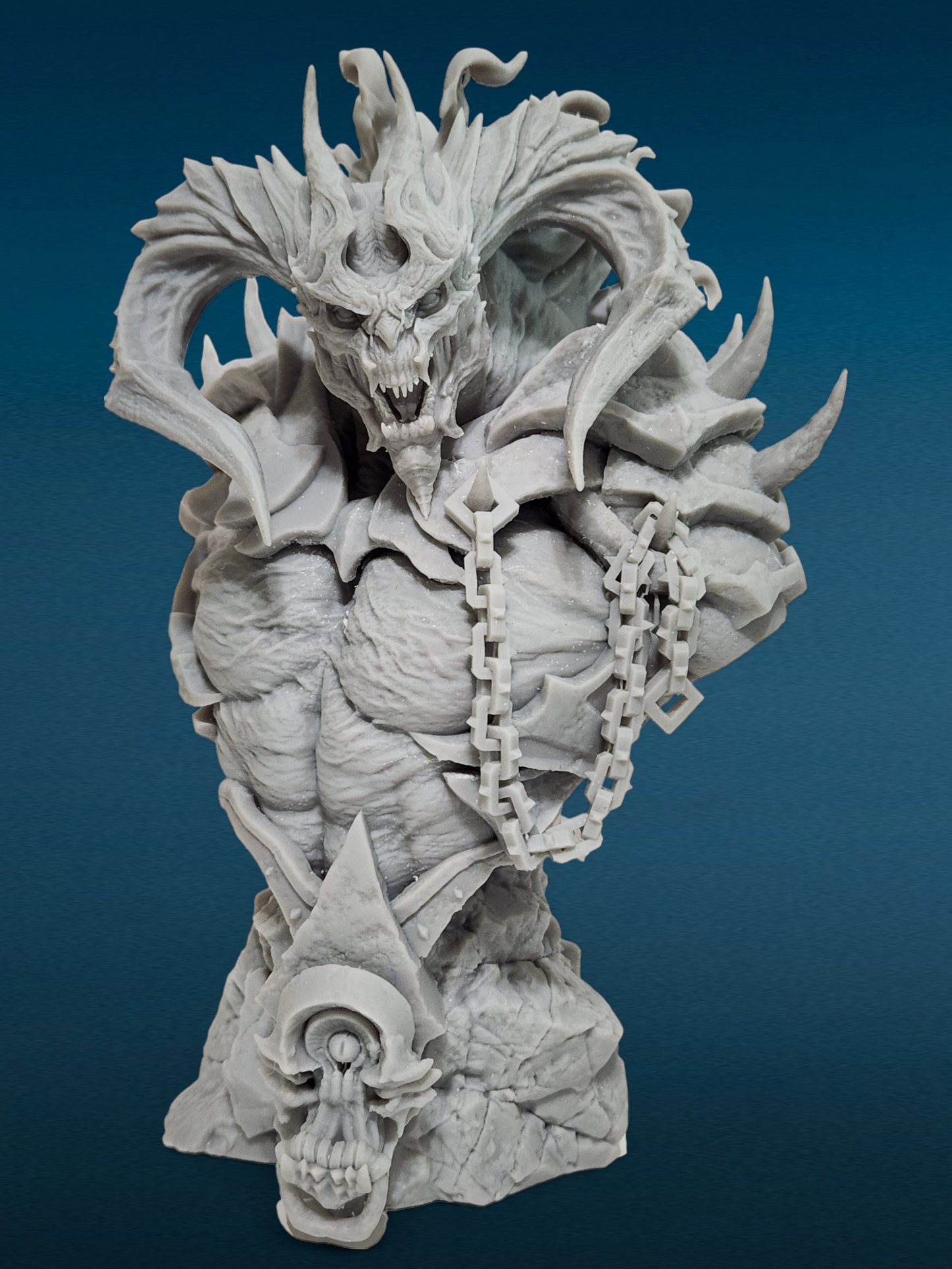 Azrael Demon Bust - Unpainted 3D Resin Figurine for Hobby Painters & Collectors (7 Inch)