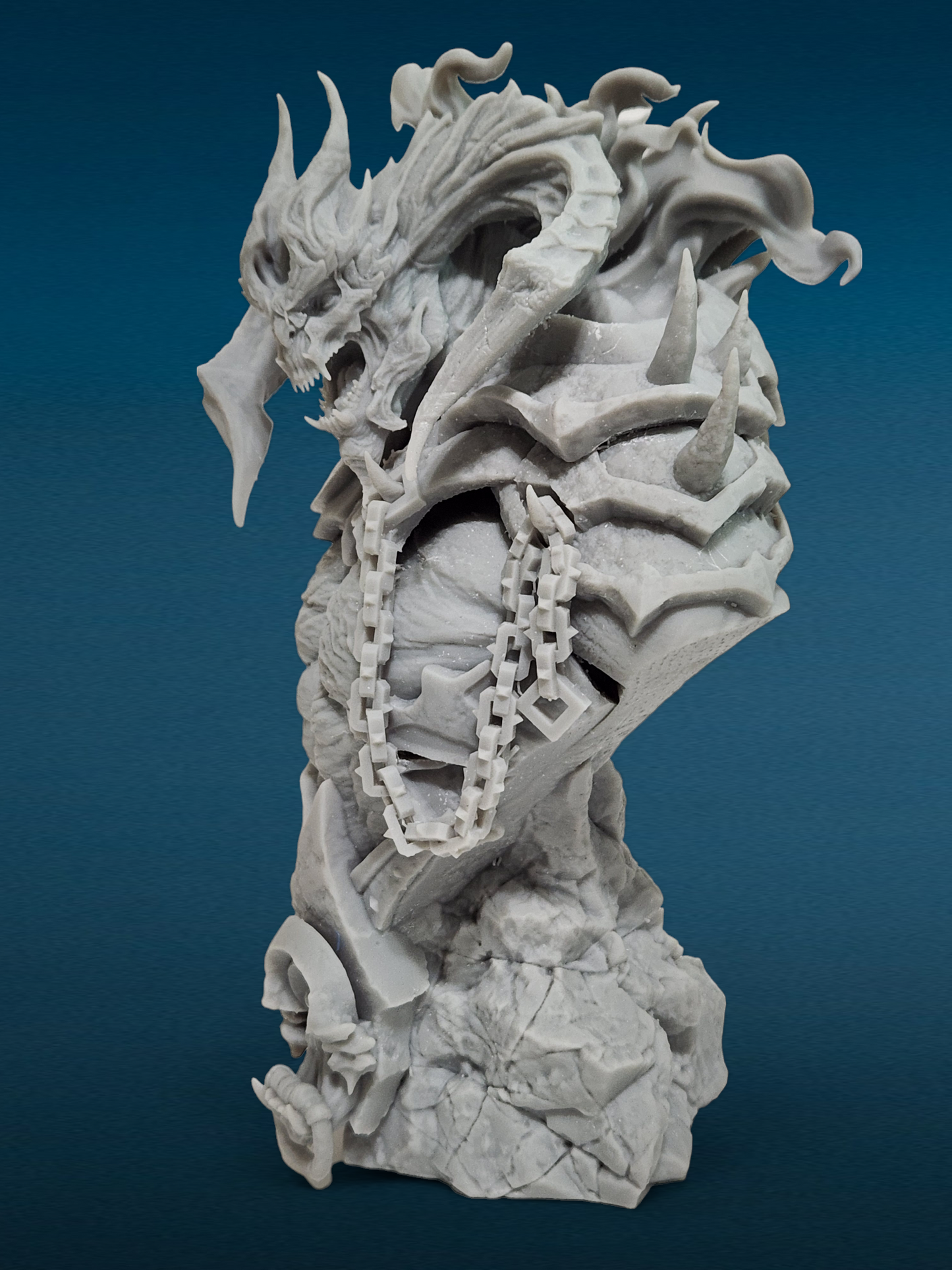 Azrael Demon Bust - Unpainted 3D Resin Figurine for Hobby Painters & Collectors (7 Inch)