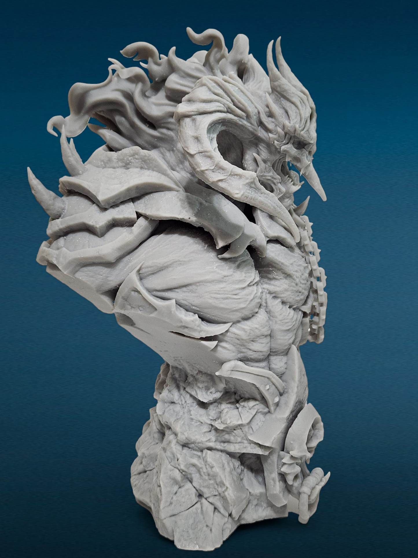 Azrael Demon Bust - Unpainted 3D Resin Figurine for Hobby Painters & Collectors (7 Inch)