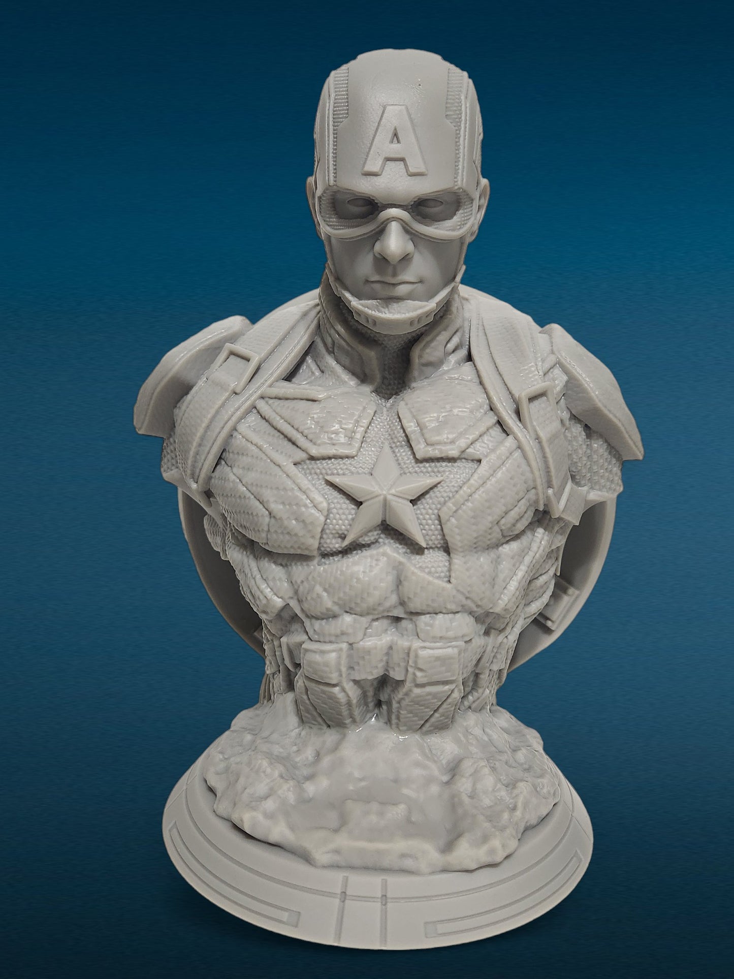 Captain America Shield - Avenger 3D Resin Bust: Unpainted Fan Art (7.5 Inch)