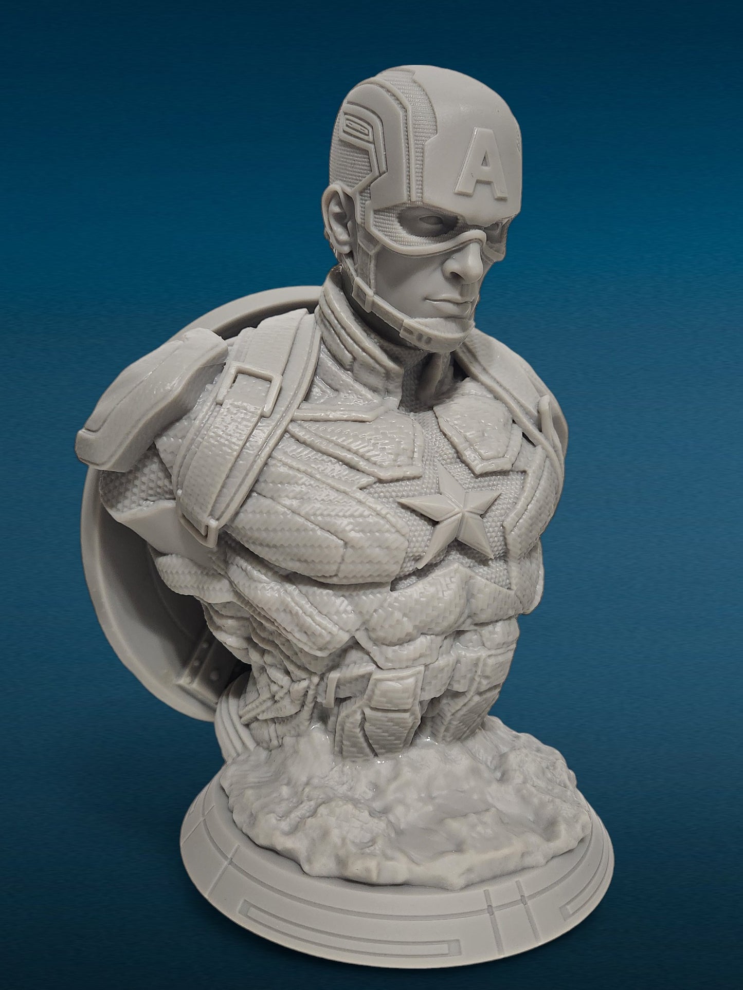Captain America Shield - Avenger 3D Resin Bust: Unpainted Fan Art (7.5 Inch)
