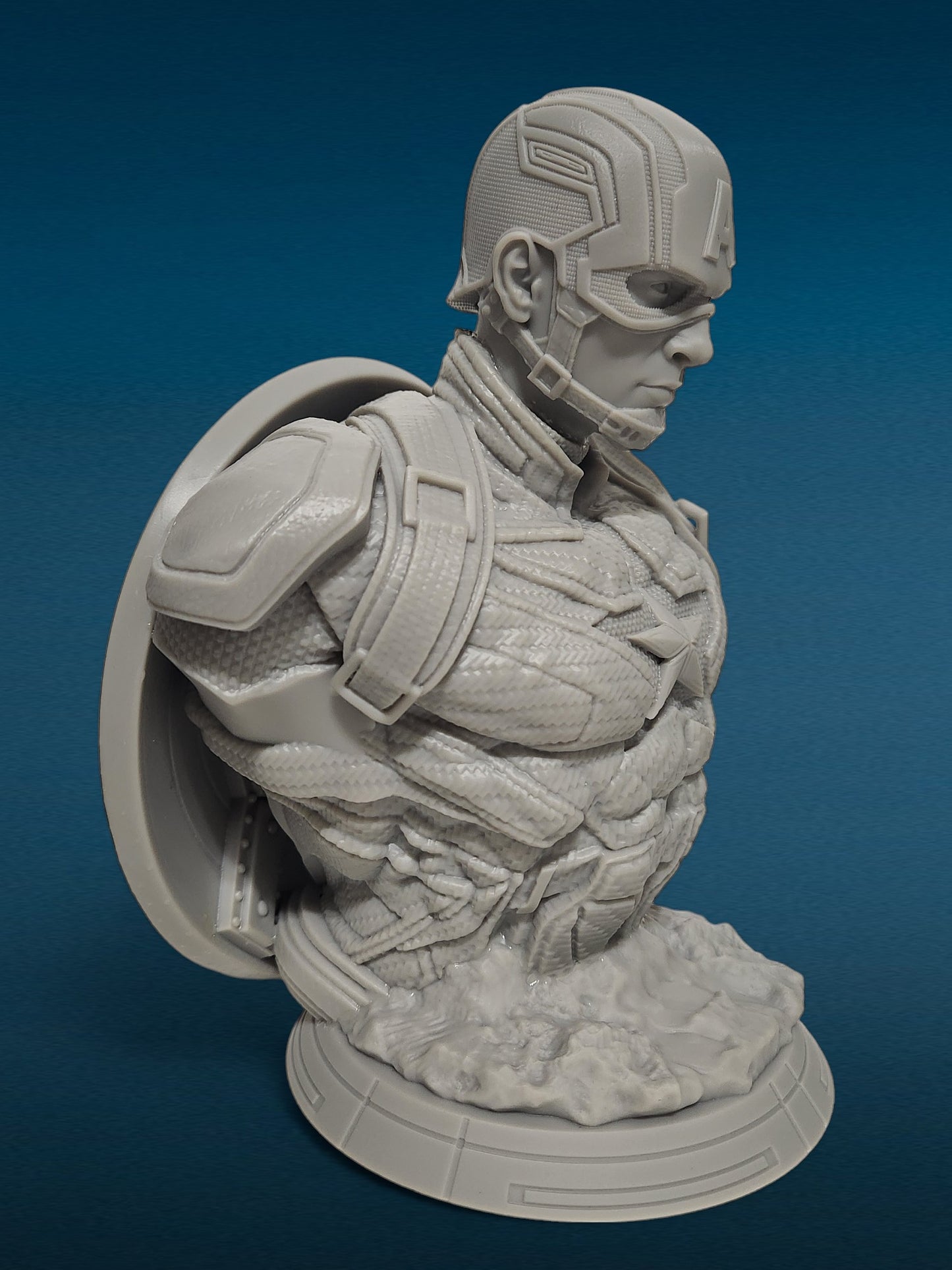 Captain America Shield - Avenger 3D Resin Bust: Unpainted Fan Art (7.5 Inch)