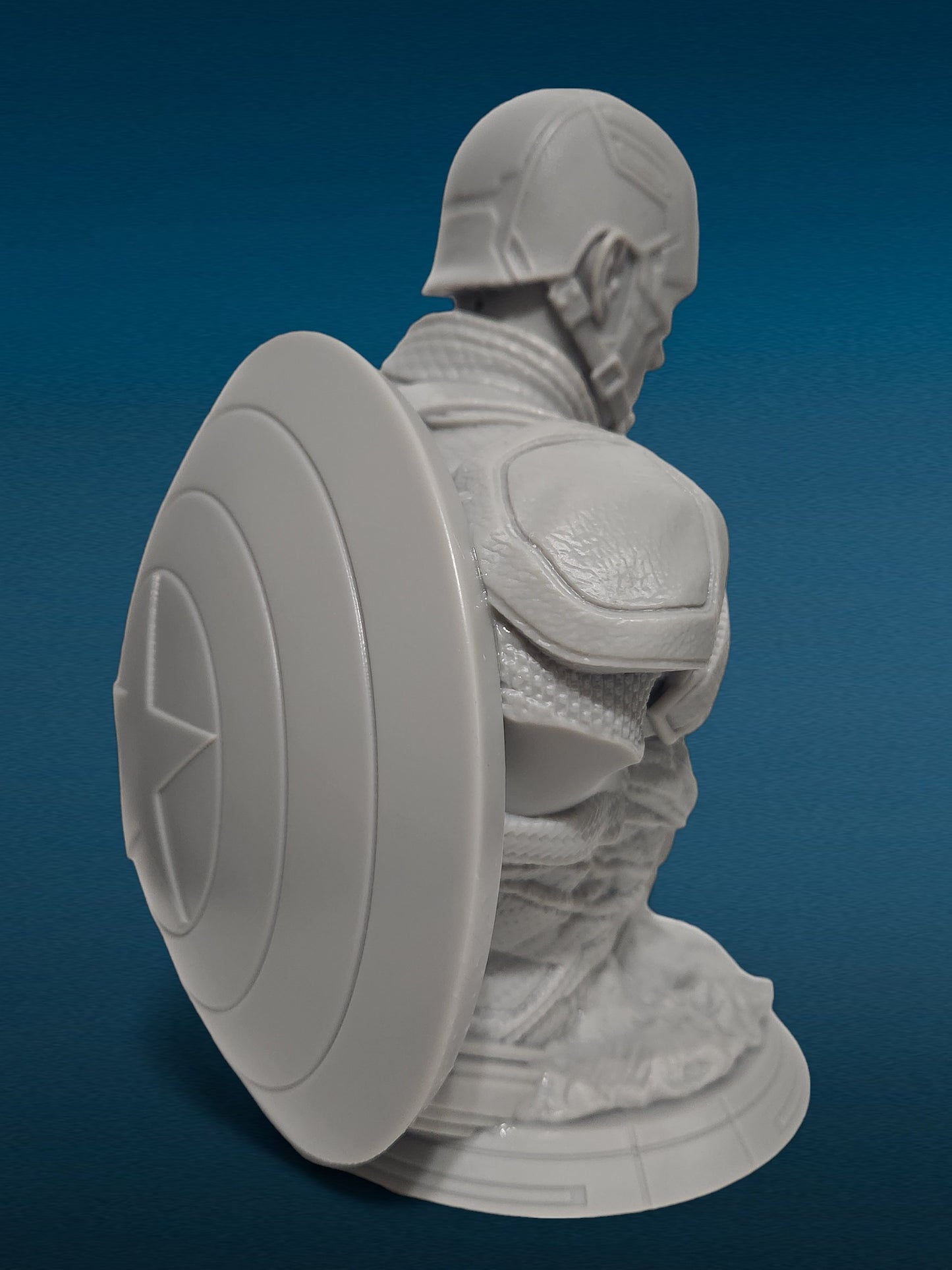 Captain America Shield - Avenger 3D Resin Bust: Unpainted Fan Art (7.5 Inch)
