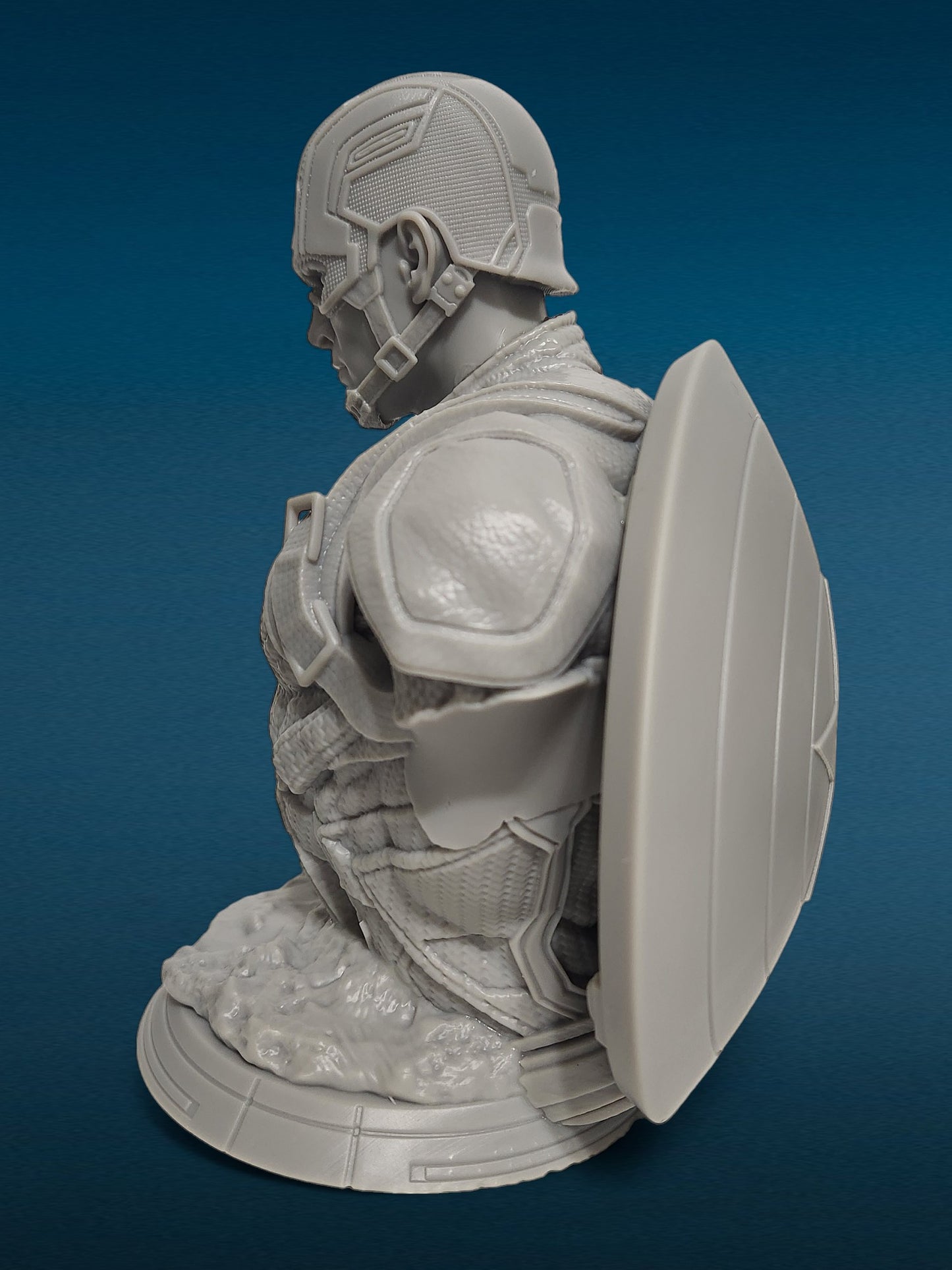 Captain America Shield - Avenger 3D Resin Bust: Unpainted Fan Art (7.5 Inch)