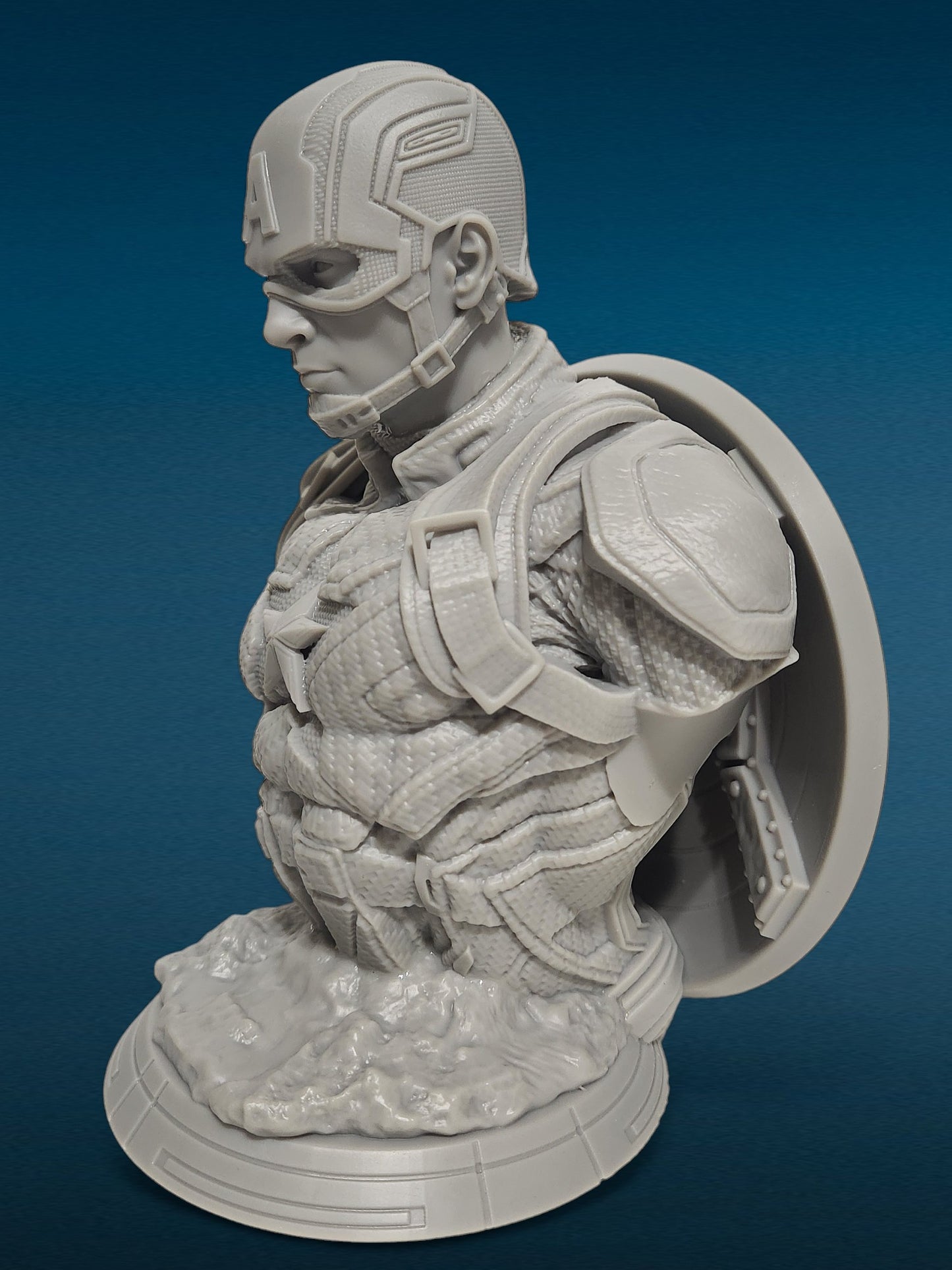 Captain America Shield - Avenger 3D Resin Bust: Unpainted Fan Art (7.5 Inch)