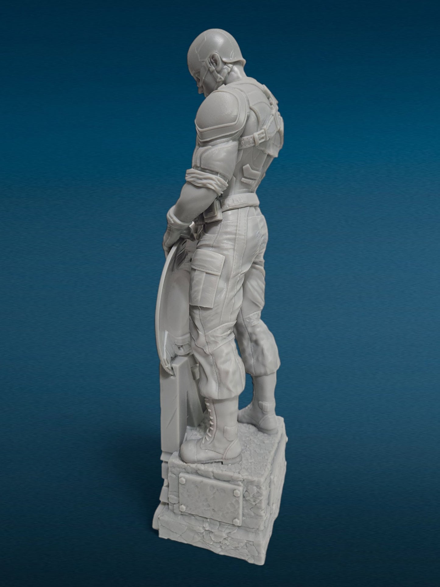 Captain America (Helmet) - Avengers 3D Resin Figurine: Unpainted Fan Art (11 Inch)