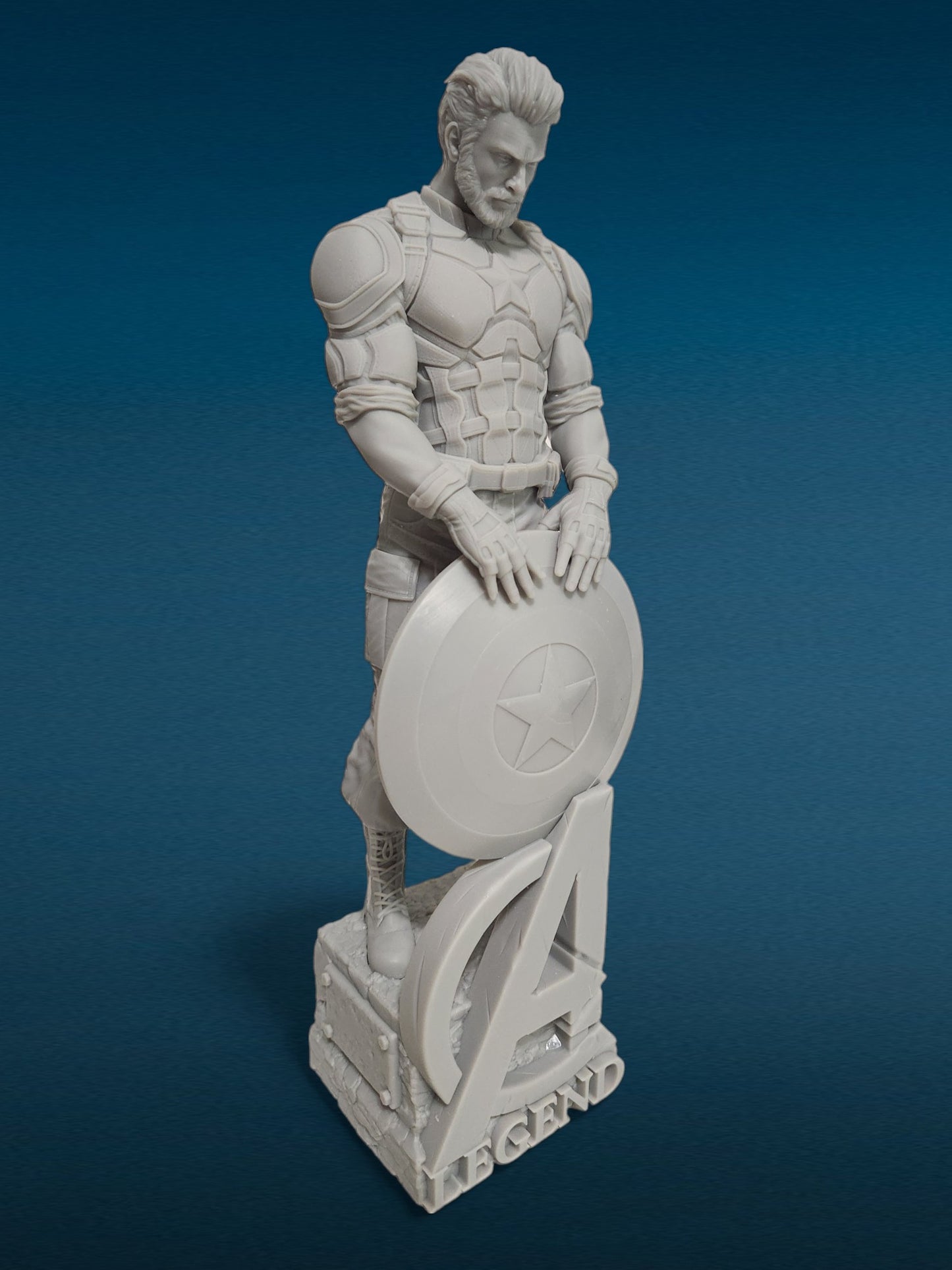 Captain America - Avengers 3D Resin Figurine: Unpainted Fan Art (11 Inch)