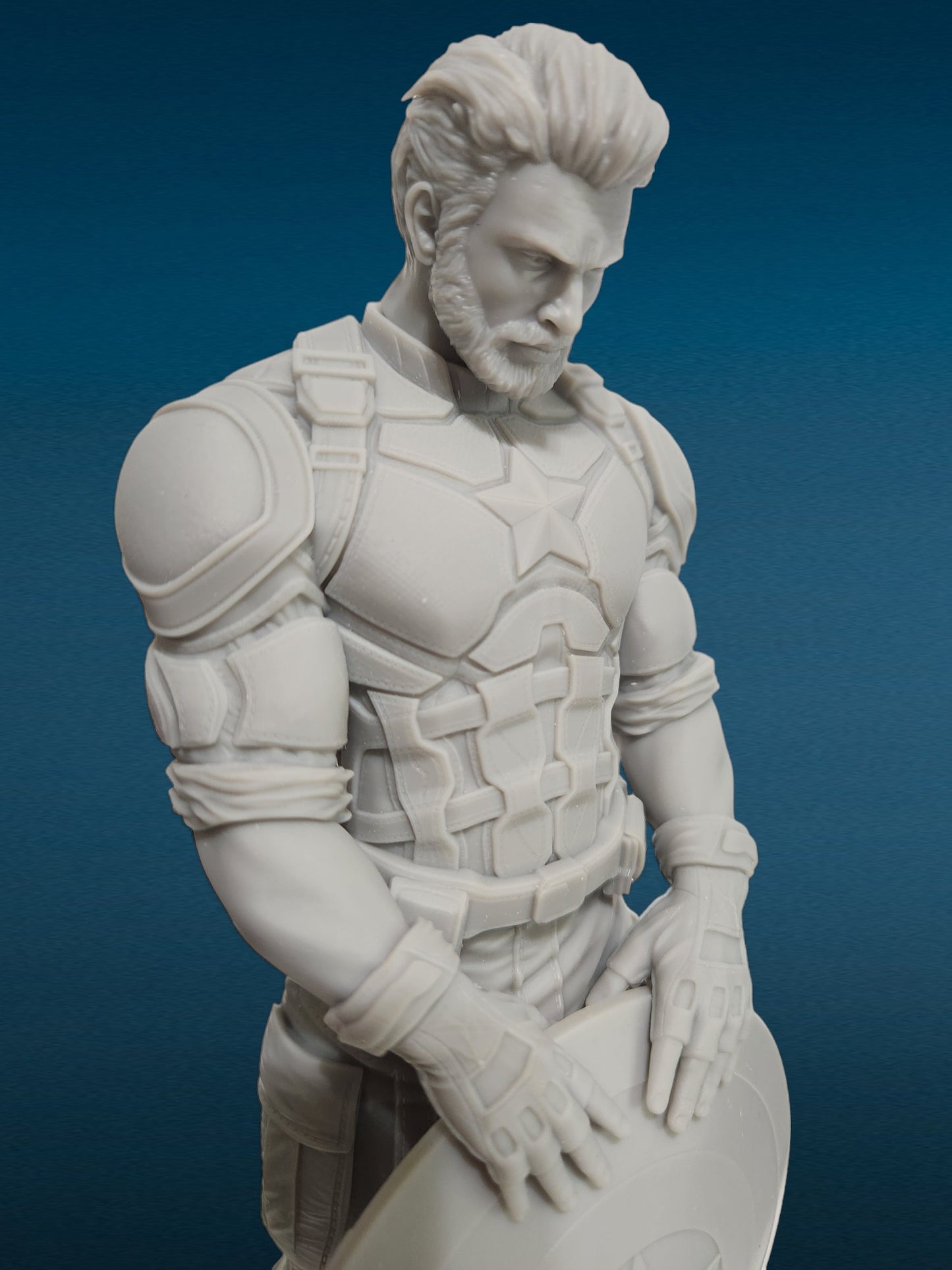 Captain America - Avengers 3D Resin Figurine: Unpainted Fan Art (11 Inch)