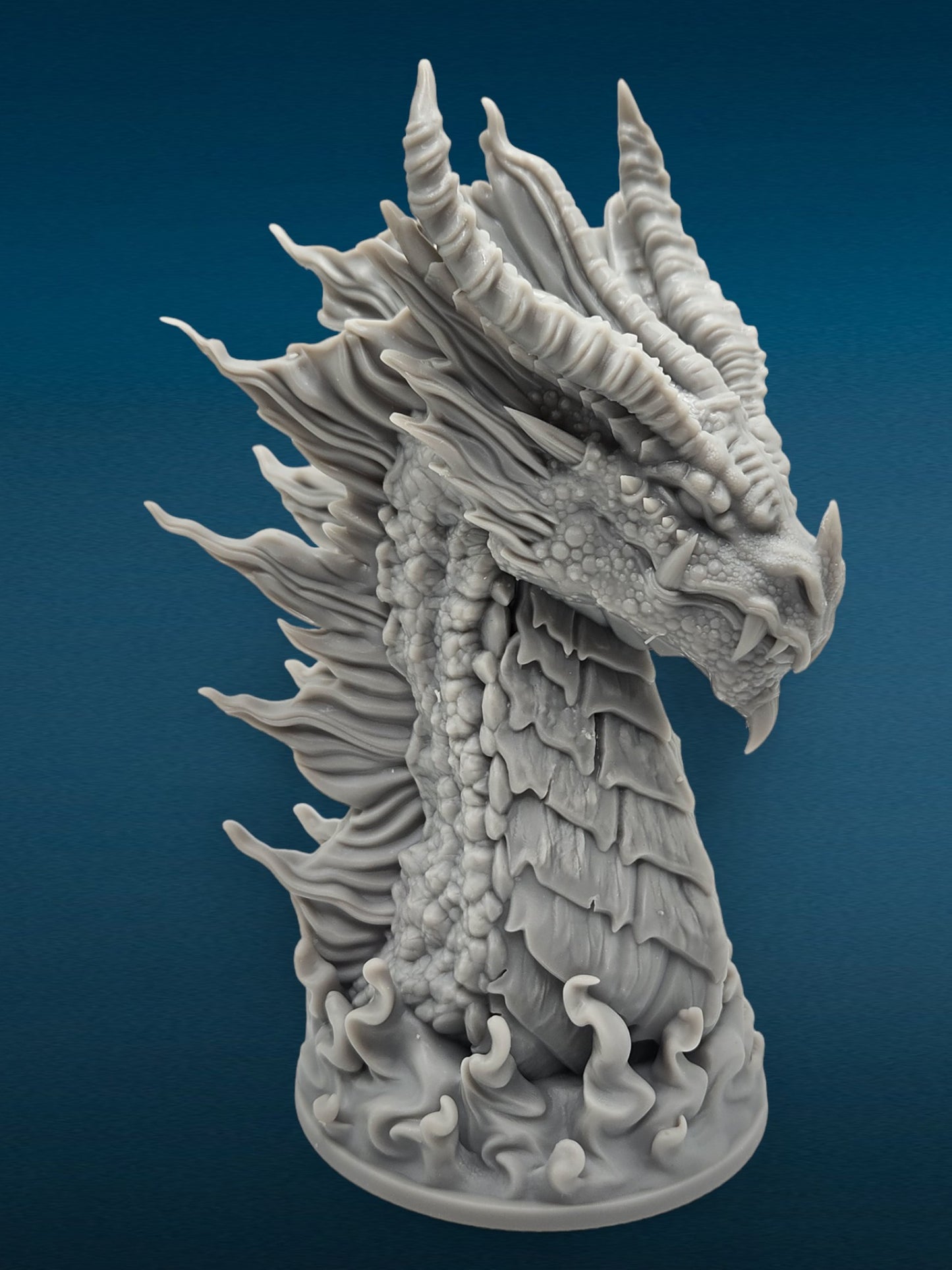 Elder Red Dragon Bust - Unpainted 3D Resin Figurine for Hobby Painters & Collectors (5 Inch)