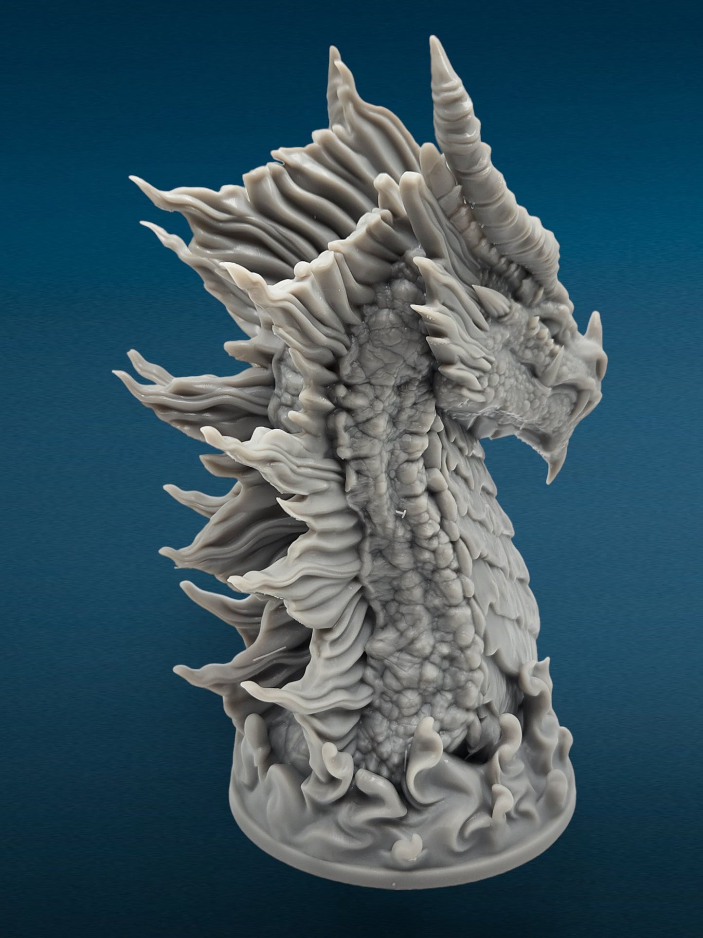 Elder Red Dragon Bust - Unpainted 3D Resin Figurine for Hobby Painters & Collectors (5 Inch)