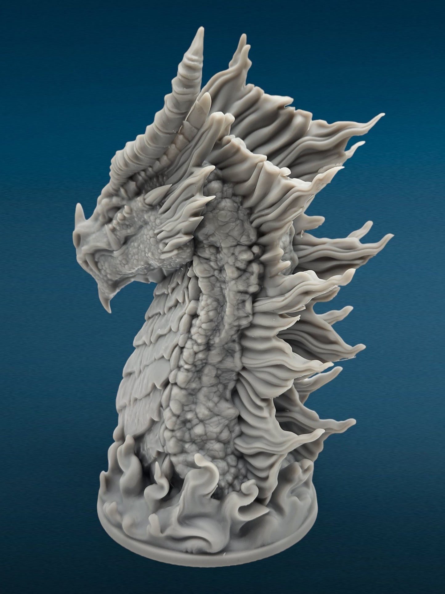 Elder Red Dragon Bust - Unpainted 3D Resin Figurine for Hobby Painters & Collectors (5 Inch)