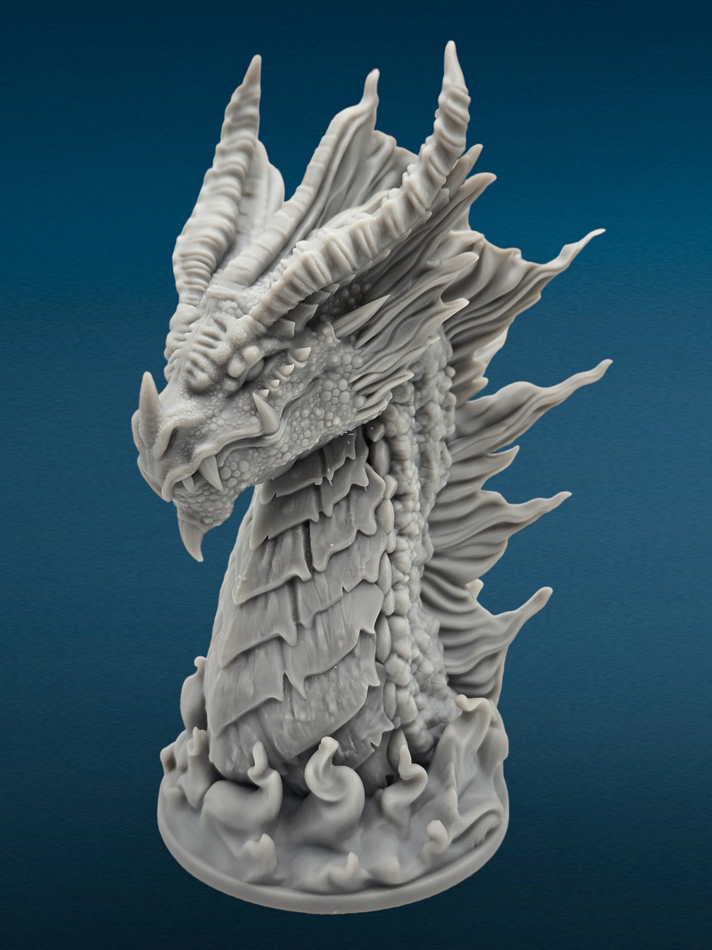 Elder Red Dragon Bust - Unpainted 3D Resin Figurine for Hobby Painters & Collectors (5 Inch)