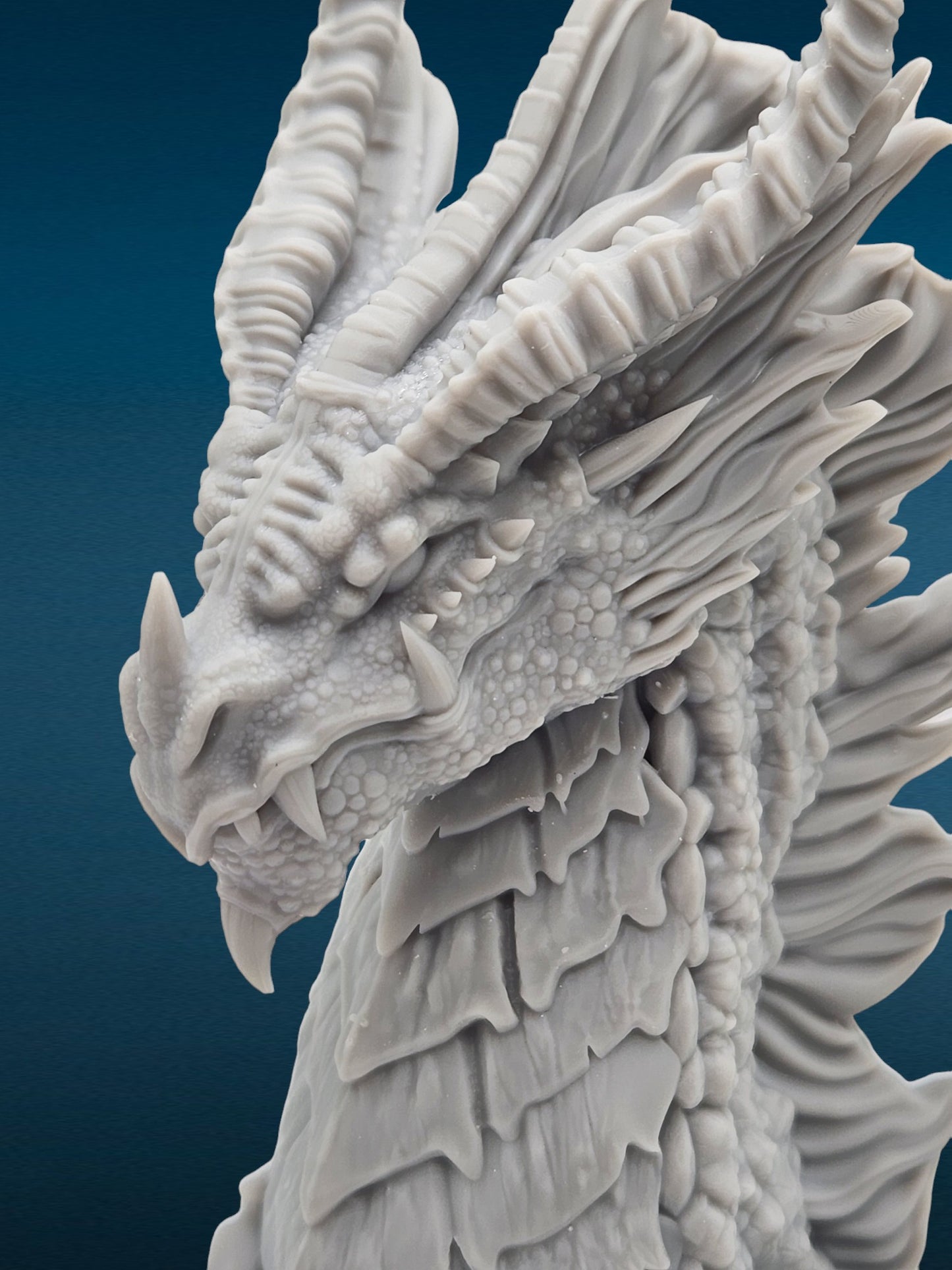 Elder Red Dragon Bust - Unpainted 3D Resin Figurine for Hobby Painters & Collectors (5 Inch)