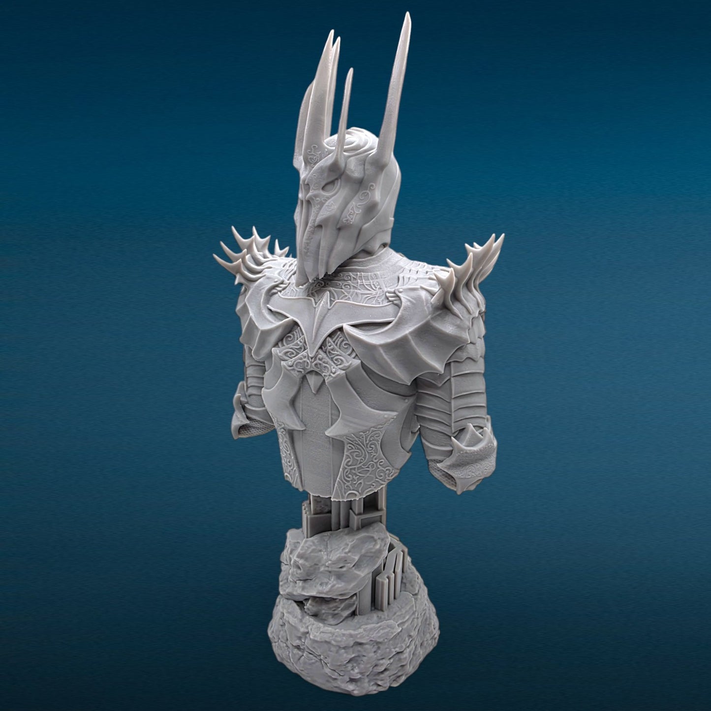 Sauron - Lord of the Rings 3D Resin Bust: Unpainted Fan Art (9.5 Inch)