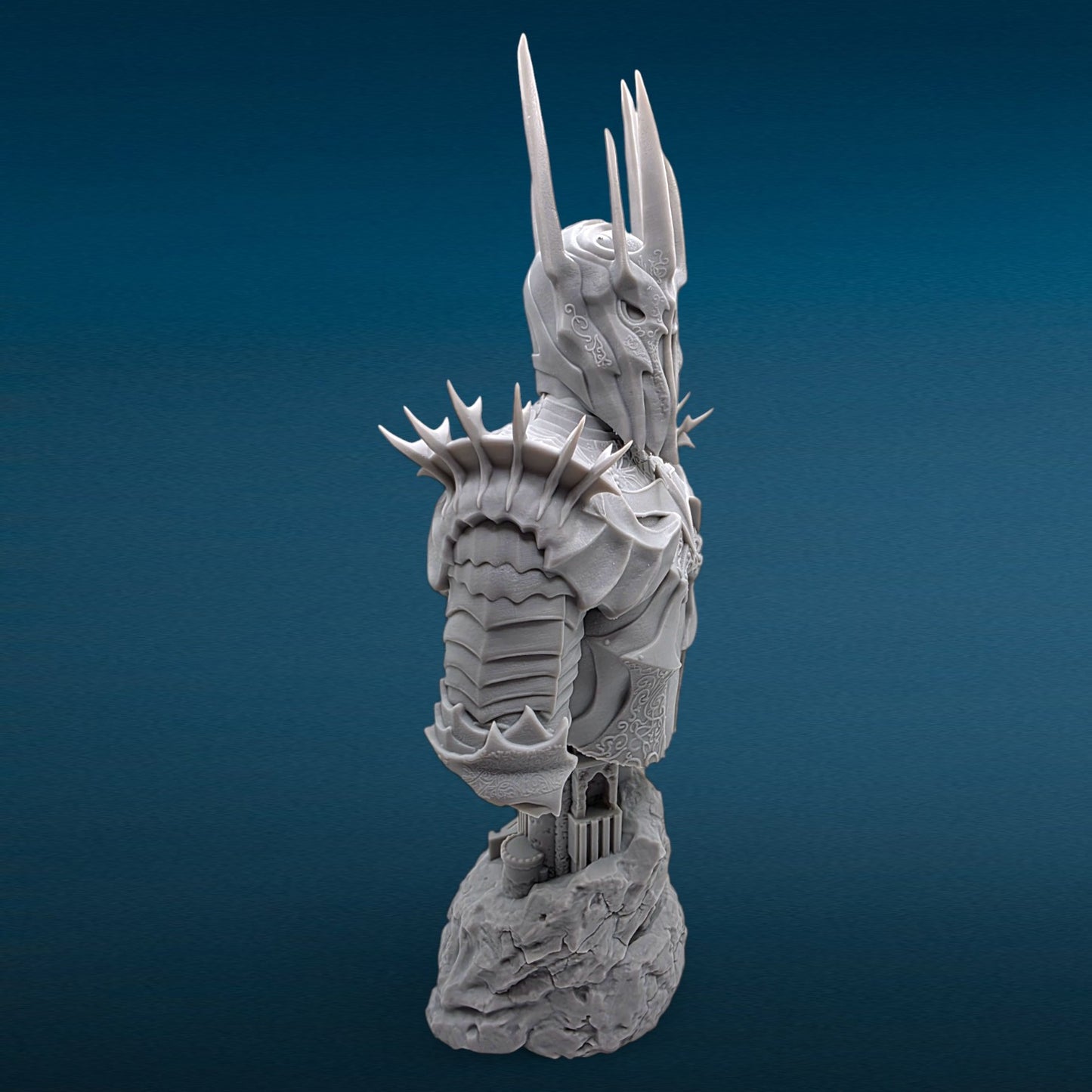 Sauron - Lord of the Rings 3D Resin Bust: Unpainted Fan Art (9.5 Inch)