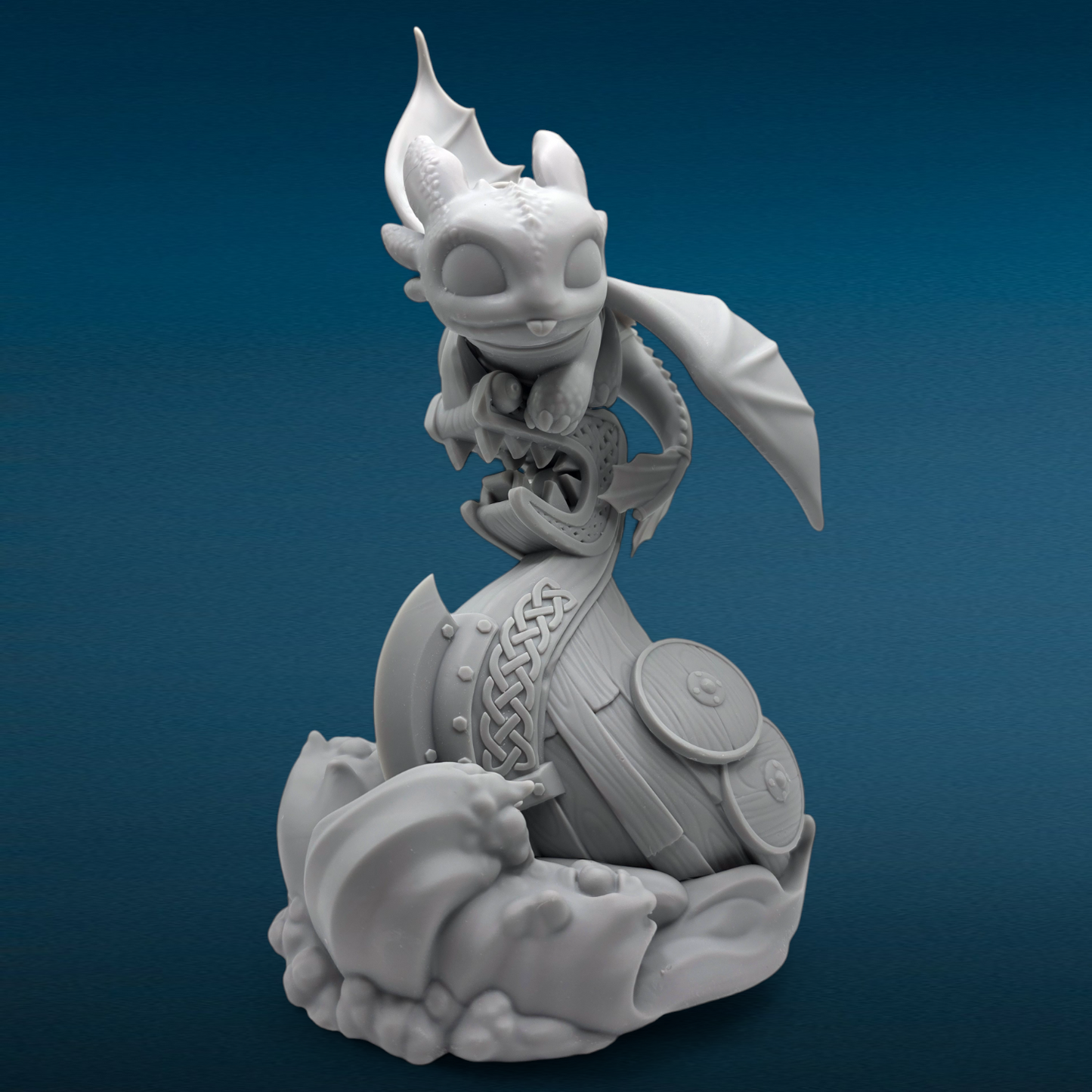 Toothless - Dragon 3D Resin Figurine: Unpainted Fan Art (9.5 Inch)