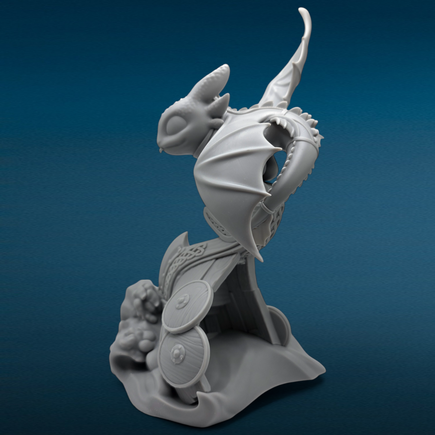 Toothless - Dragon 3D Resin Figurine: Unpainted Fan Art (9.5 Inch)