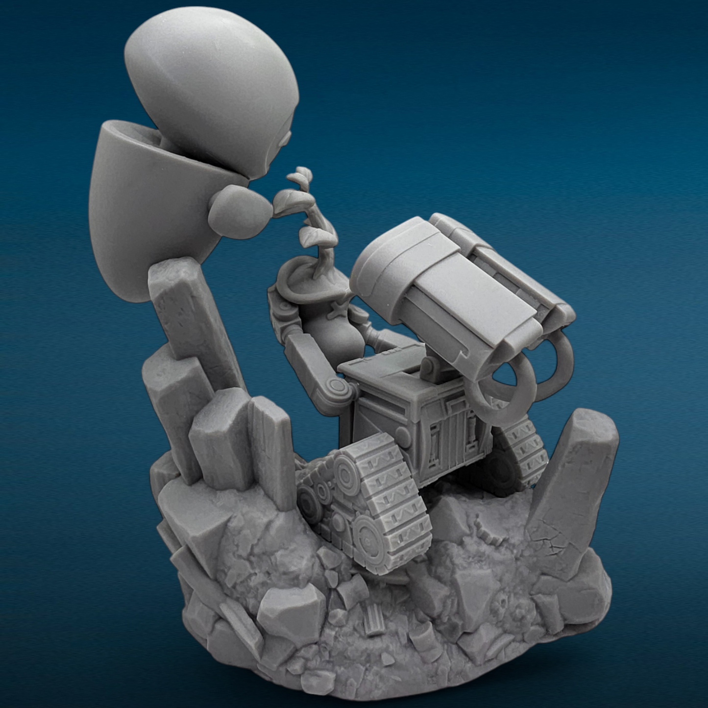 Wall-E and Eve - 3D Resin Figurine: Unpainted Fan Art (7 Inch)