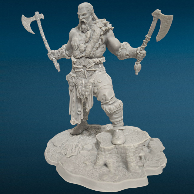 Freki Viking Figure - Unpainted 3D Resin Figurine for Hobby Painters & Collectors (7 Inch)