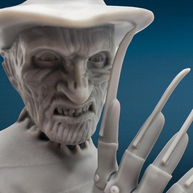 Freddy Kreuger 3D Resin Bust: Unpainted Fan Art (7.25 Inch)