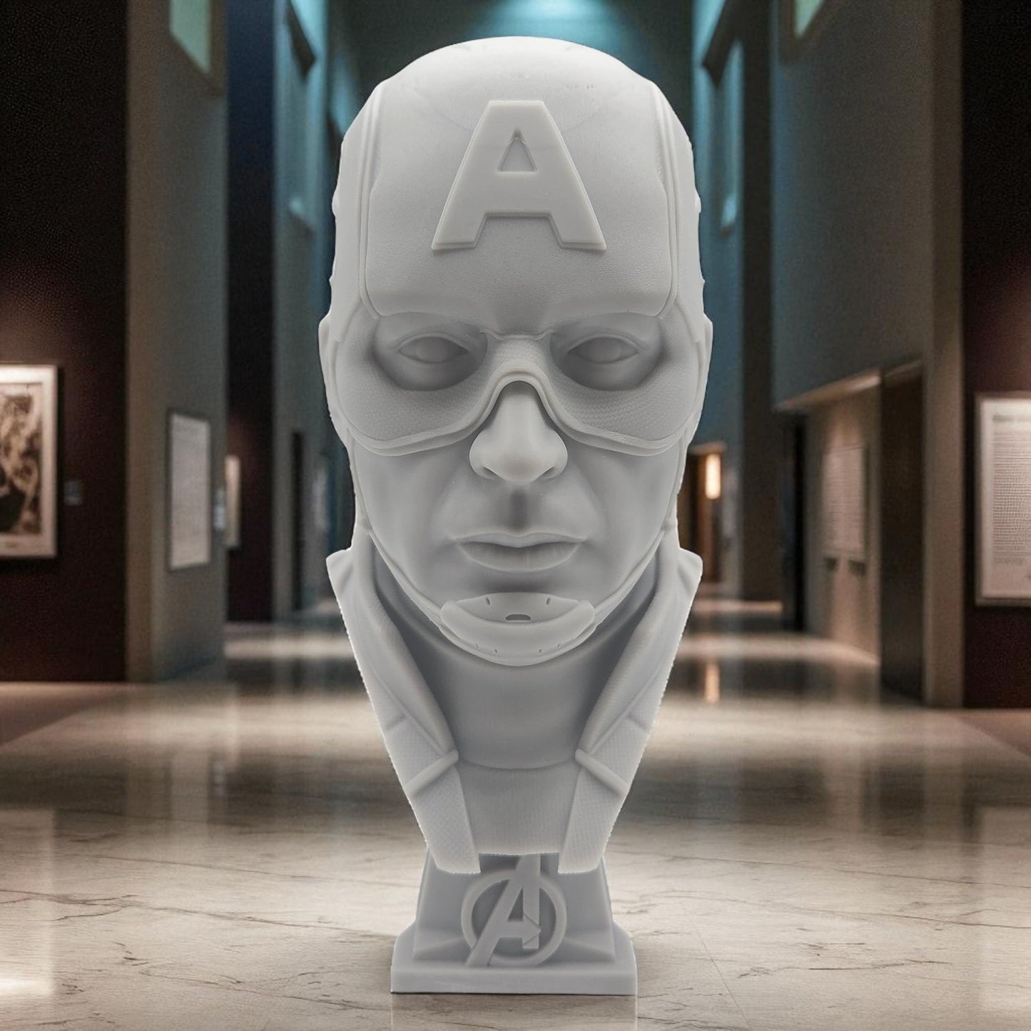 Captain America Head - Avenger 3D Resin Bust: Unpainted Fan Art (6.5 Inch)