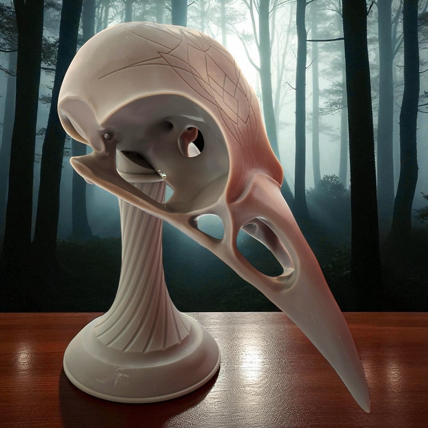 Crow Skull Bust - Unpainted 3D Resin Figurine for Hobby Painters & Collectors (7 Inch)