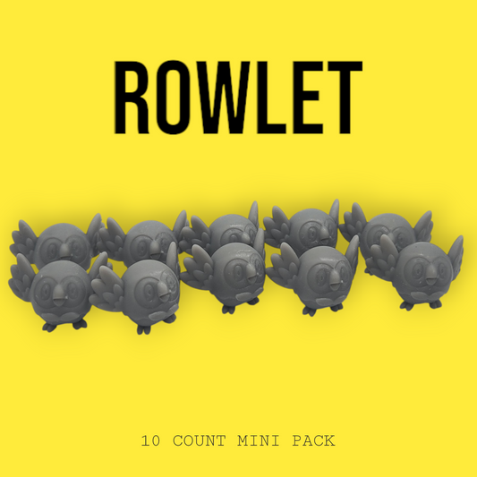 Rowlet Mini Figures Set – 10 Pack 1″ | 3D Printed Pokemon