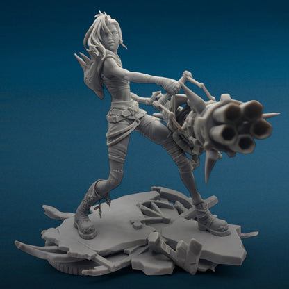 3D Resin Figurine - Jinx w/Rhino | League of Legends | Arcane