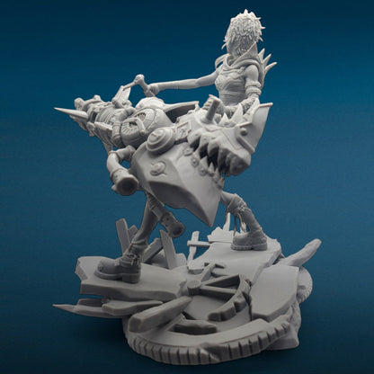 3D Resin Figurine - Jinx w/Rhino | League of Legends | Arcane