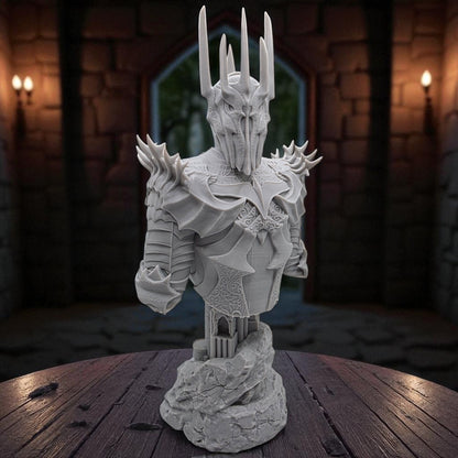 Sauron - Lord of the Rings 3D Resin Bust: Unpainted Fan Art (9.5 Inch)