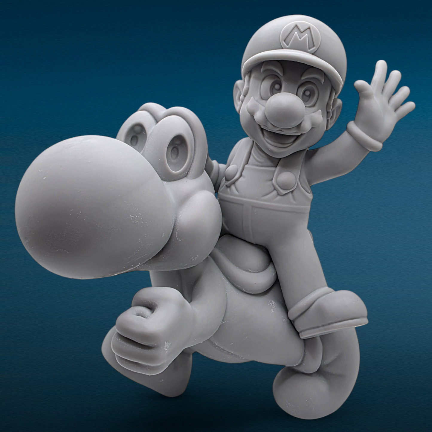 Mario & Yoshi - Super Mario Bros 3D Resin Figurine: Unpainted Fan Art (7 Inch)