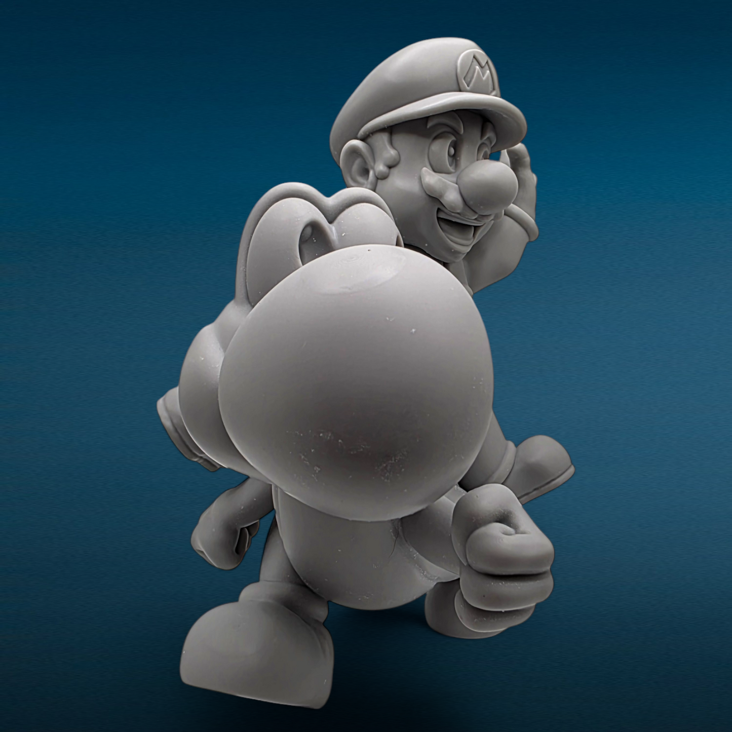 Mario & Yoshi - Super Mario Bros 3D Resin Figurine: Unpainted Fan Art (7 Inch)