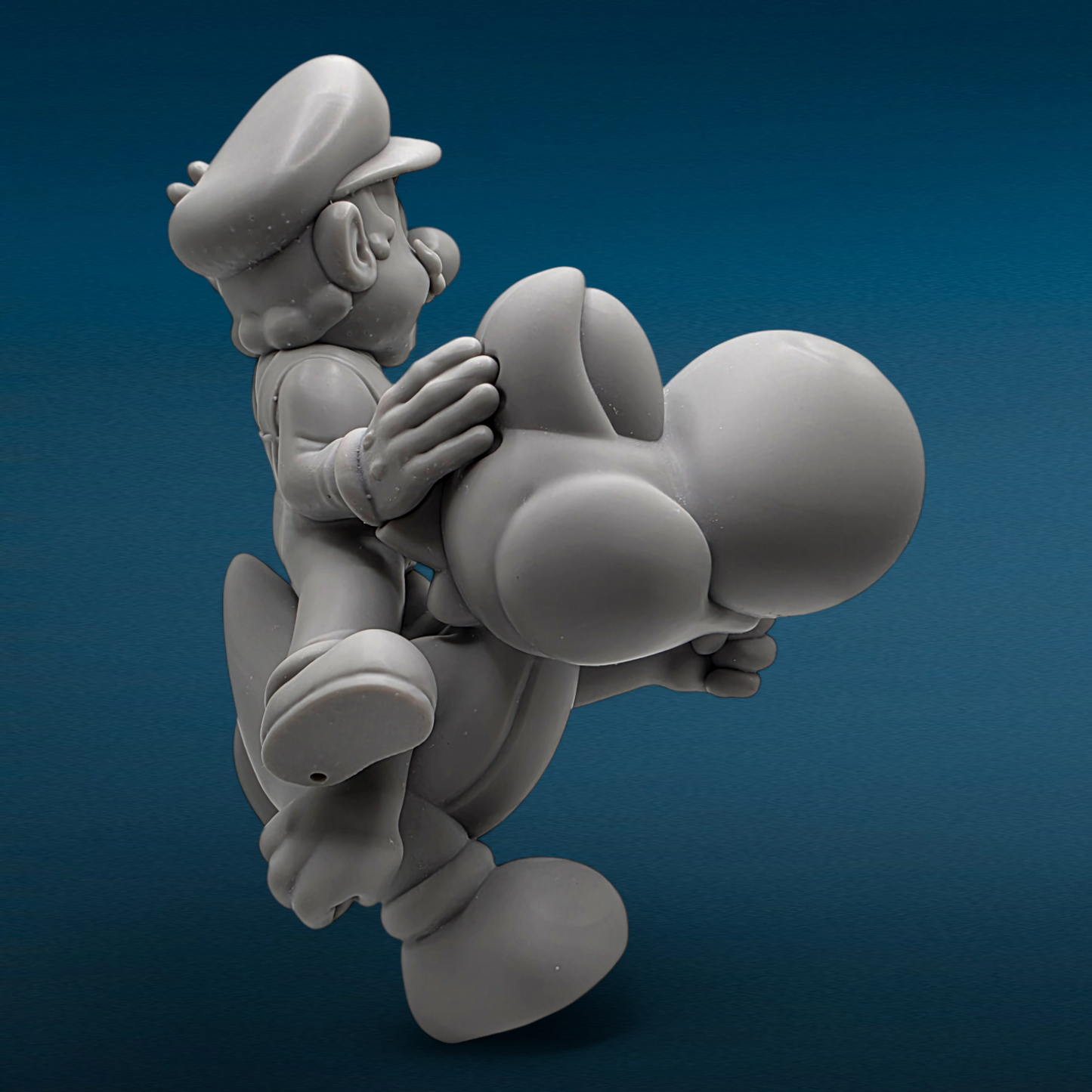 Mario & Yoshi - Super Mario Bros 3D Resin Figurine: Unpainted Fan Art (7 Inch)