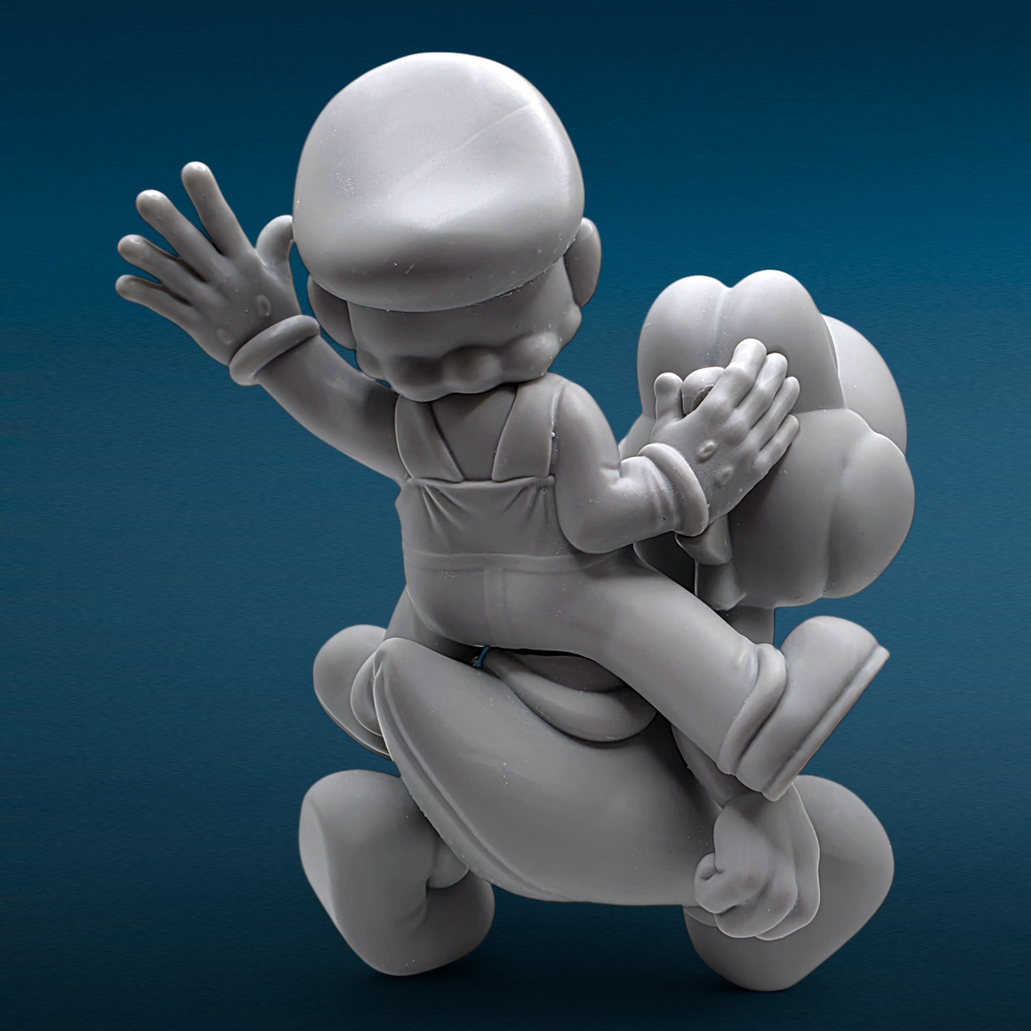 Mario & Yoshi - Super Mario Bros 3D Resin Figurine: Unpainted Fan Art (7 Inch)
