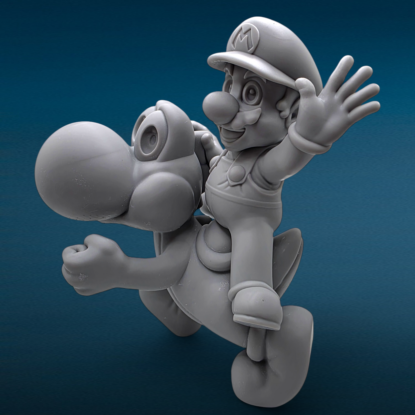 Mario & Yoshi - Super Mario Bros 3D Resin Figurine: Unpainted Fan Art (7 Inch)