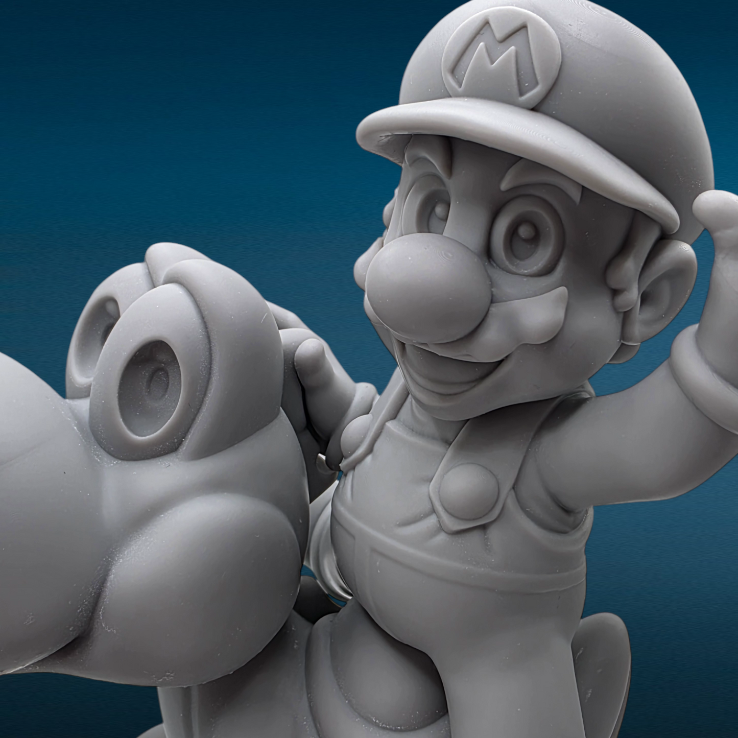 Mario & Yoshi - Super Mario Bros 3D Resin Figurine: Unpainted Fan Art (7 Inch)