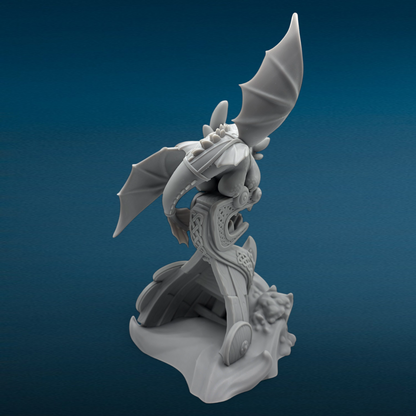 Toothless - Dragon 3D Resin Figurine: Unpainted Fan Art (9.5 Inch)