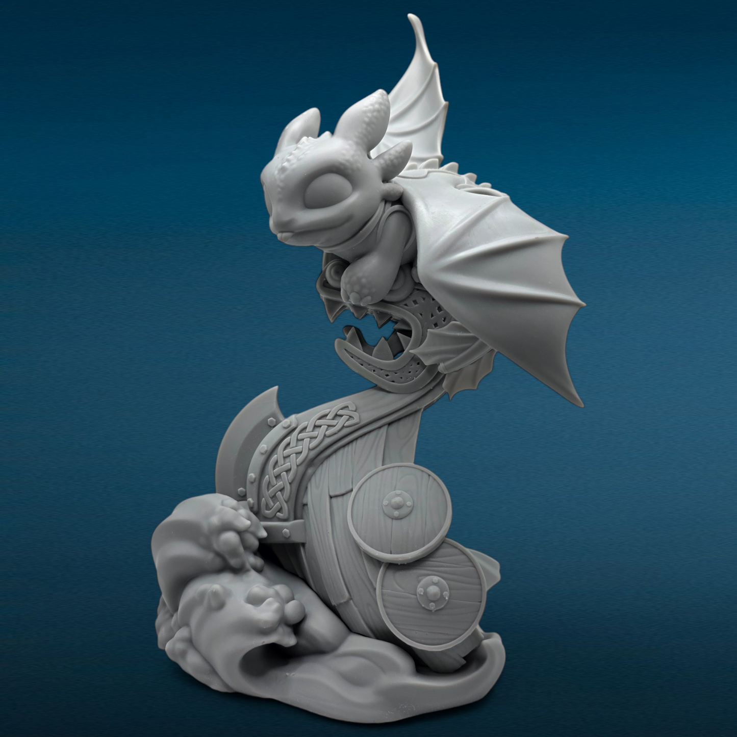 Toothless - Dragon 3D Resin Figurine: Unpainted Fan Art (9.5 Inch)