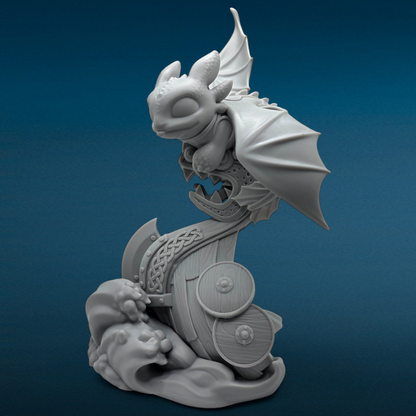 Toothless - Dragon 3D Resin Figurine: Unpainted Fan Art (9.5 Inch)