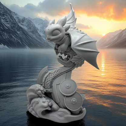 Toothless - Dragon 3D Resin Figurine: Unpainted Fan Art (9.5 Inch)