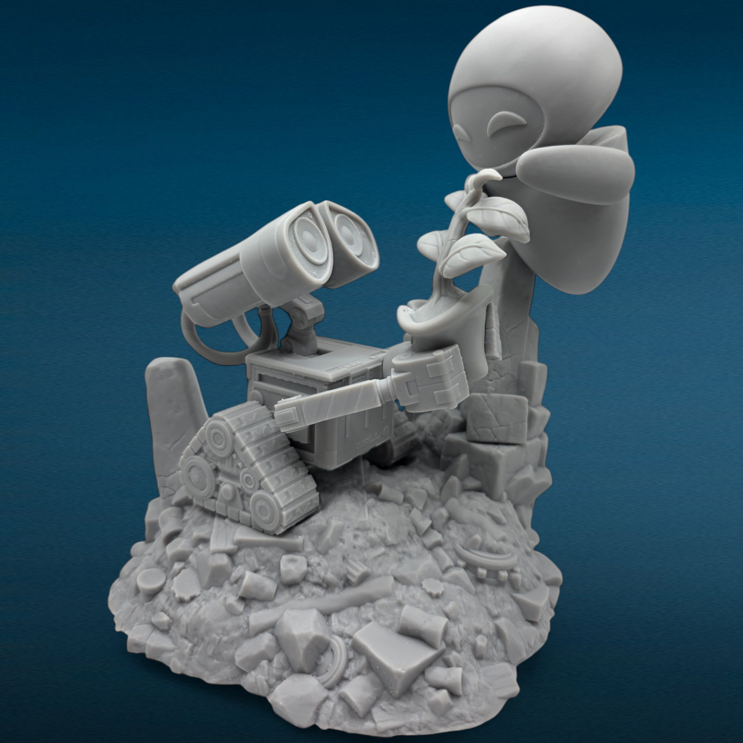 Wall-E and Eve - 3D Resin Figurine: Unpainted Fan Art (7 Inch)