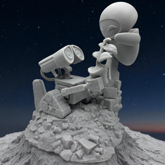 Wall-E and Eve - 3D Resin Figurine: Unpainted Fan Art (7 Inch)