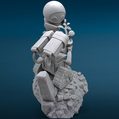 Wall-E and Eve - 3D Resin Figurine: Unpainted Fan Art (7 Inch)