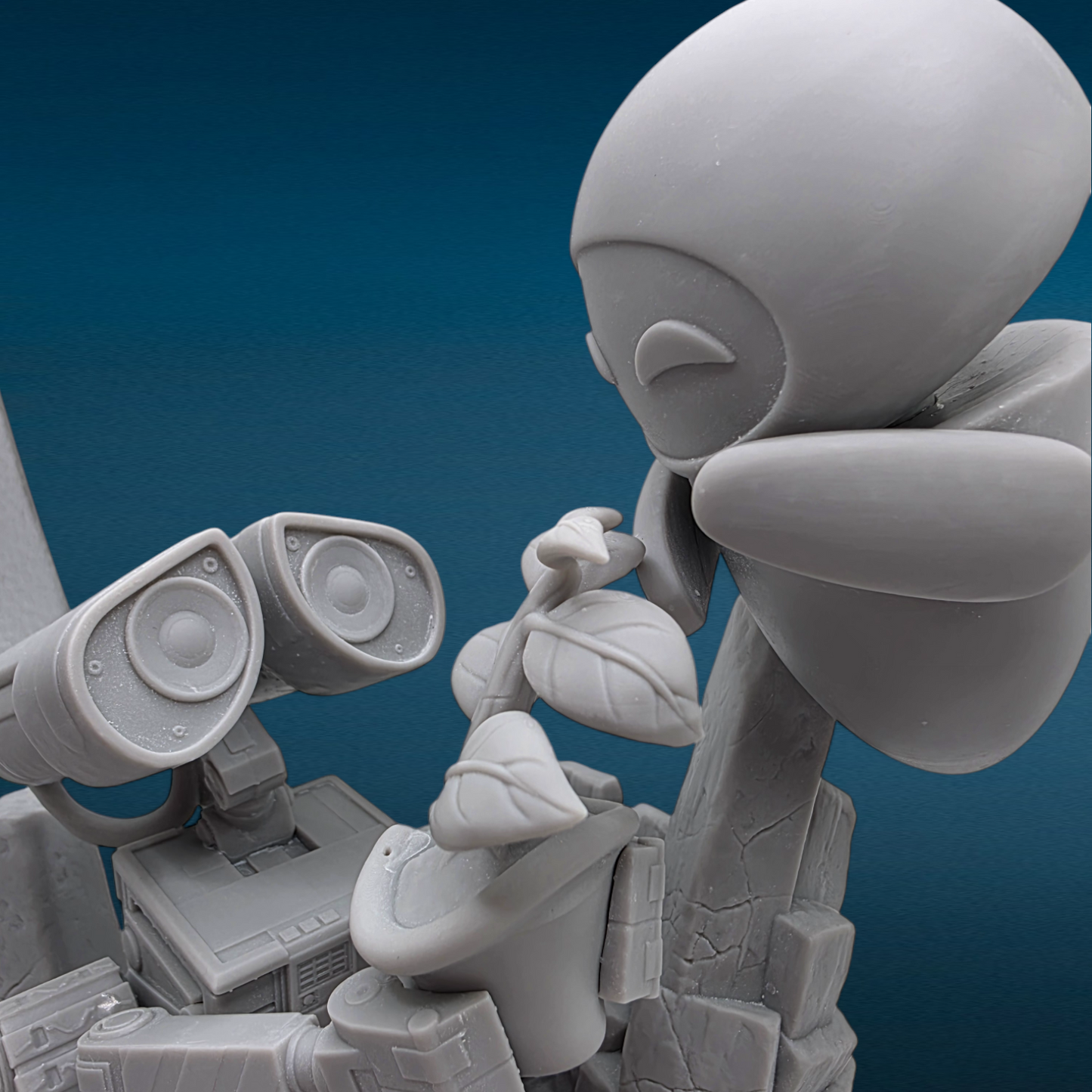 Wall-E and Eve - 3D Resin Figurine: Unpainted Fan Art (7 Inch)