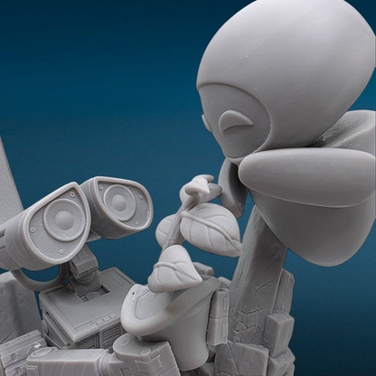 Wall-E and Eve - 3D Resin Figurine: Unpainted Fan Art (7 Inch)