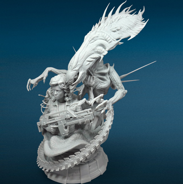 Ellen Ripley Alien - 3D Resin Figurine: Unpainted Fan Art (12 Inch)