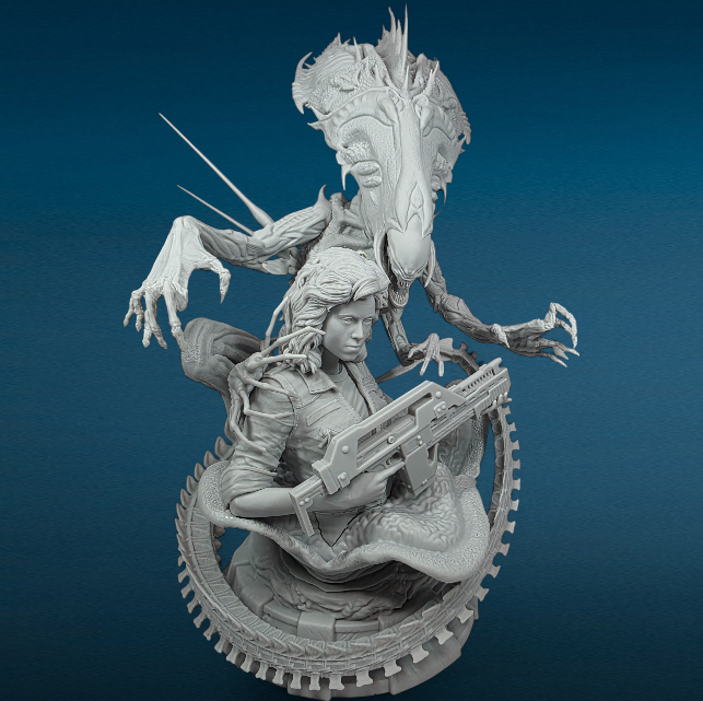 Ellen Ripley Alien - 3D Resin Figurine: Unpainted Fan Art (12 Inch)