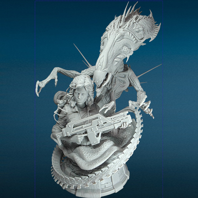 Ellen Ripley Alien - 3D Resin Figurine: Unpainted Fan Art (12 Inch)