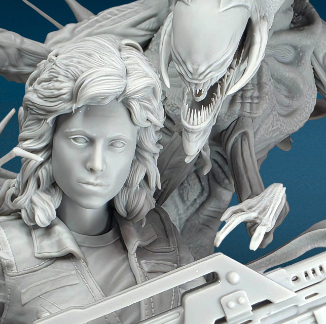 Ellen Ripley Alien - 3D Resin Figurine: Unpainted Fan Art (12 Inch)
