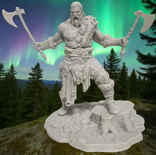 Freki Viking Figure - Unpainted 3D Resin Figurine for Hobby Painters & Collectors (7 Inch)